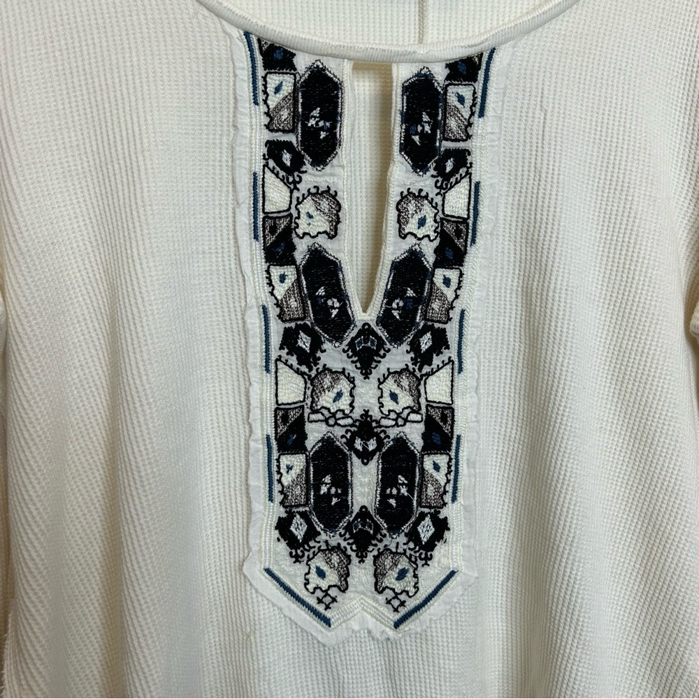 Free People FP X Marion Embroidered Thermal Long Sleeve Shirt Cream - Picture 4 of 9